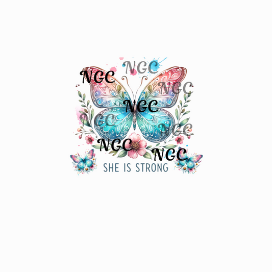 single decal she is strong butterfly
