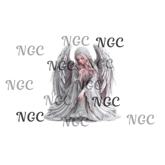 single decal silver angel