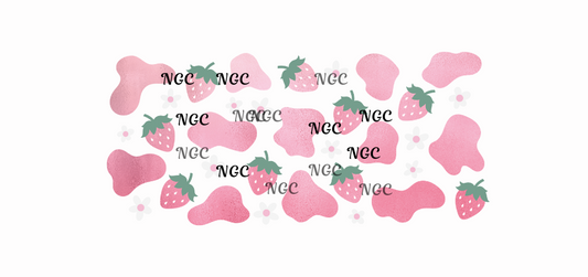 16 oz wrap pink cow spots w strawberries