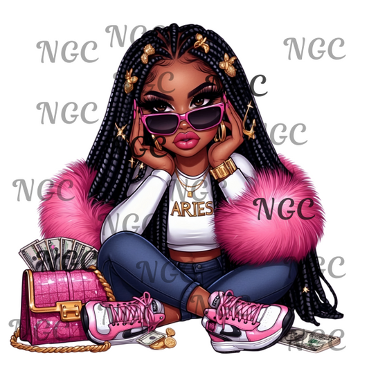 single decal boujie girl Aries