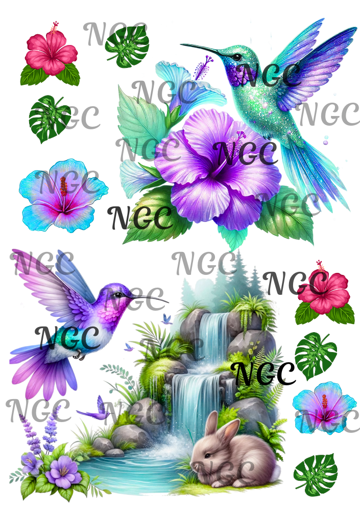 A5 Notebook teal purple hummingbirds