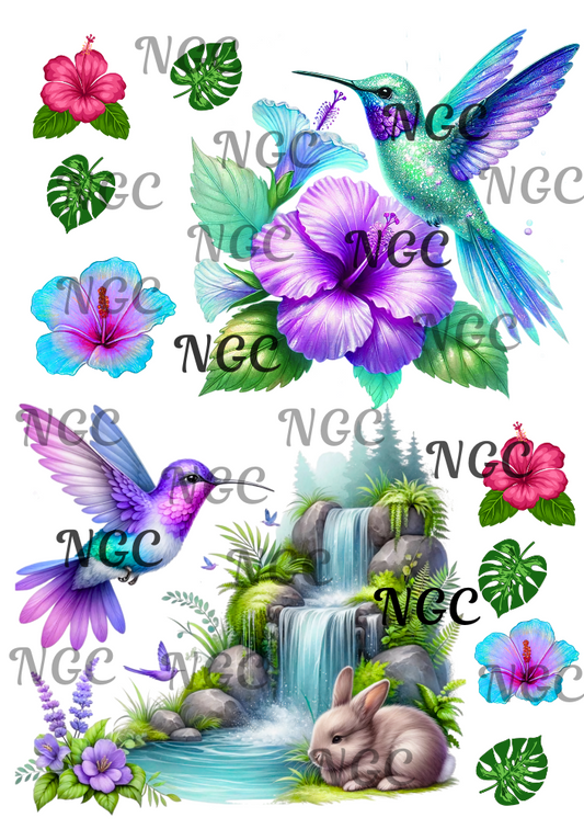 A5 Notebook teal purple hummingbirds