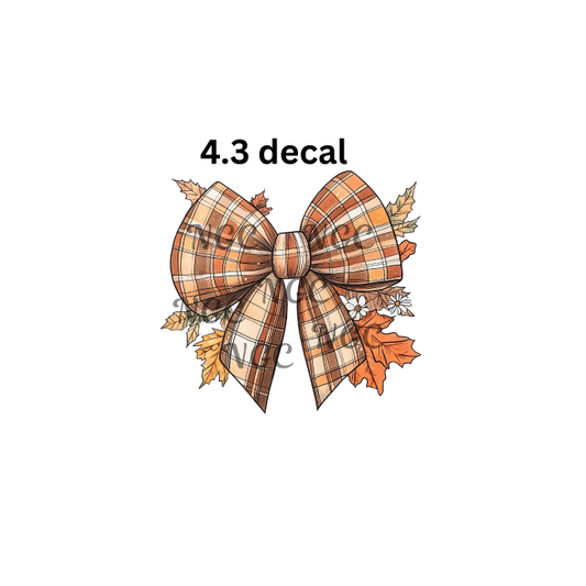 decal fall brown plaid bow