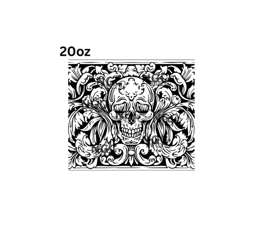 20oz skull tooled leather