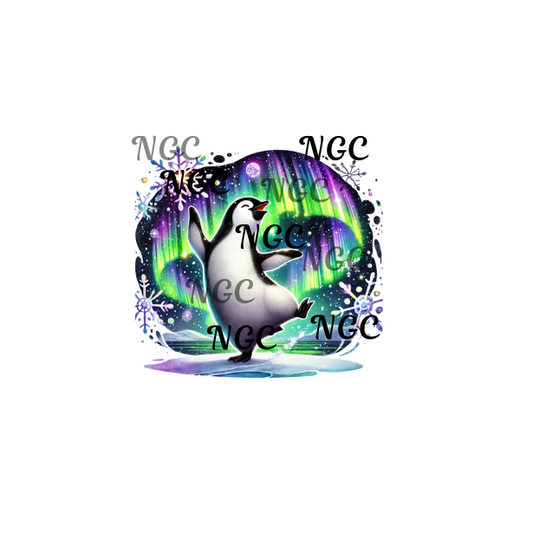single decal northern lights penguin