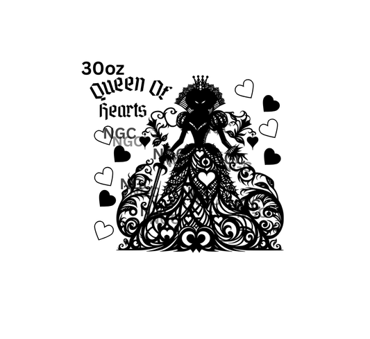 30oz Queen Of hearts outline