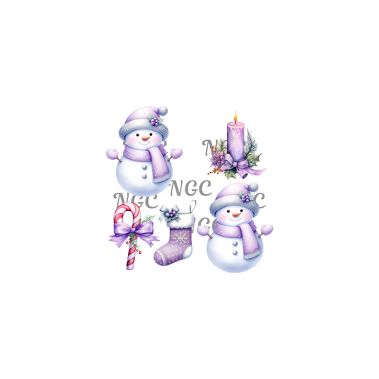 decal purple christmas snowman 2.5in tall each
