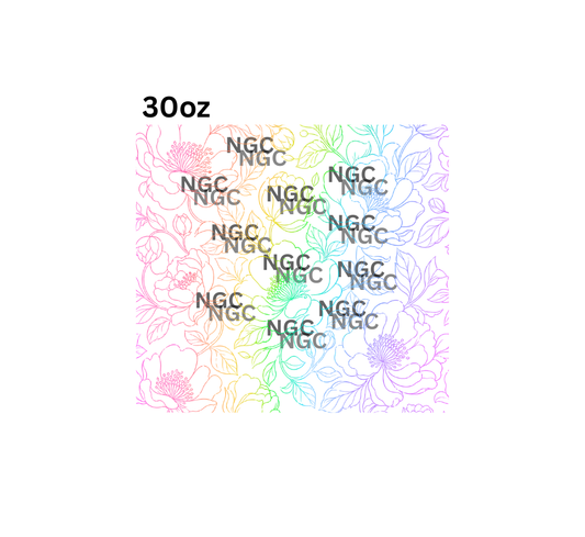 30oz pastel rainbow floral outline