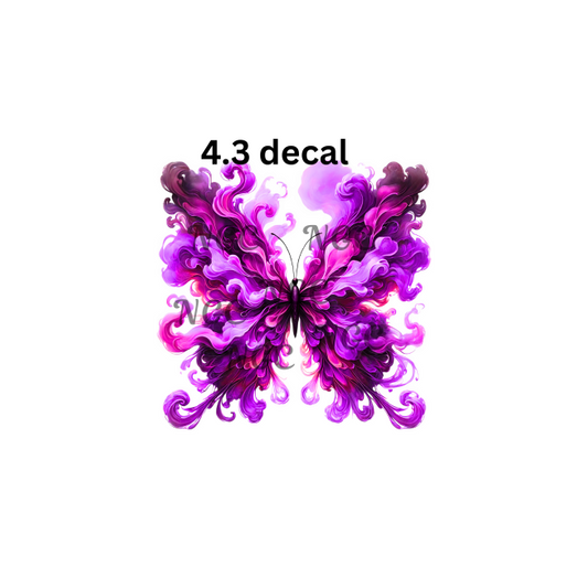 decal pink and purple smokey butterfly