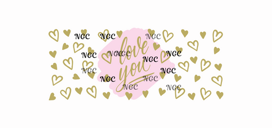16 oz wrap gold hearts love you