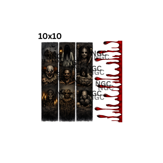 10x10 horror characters blood drips