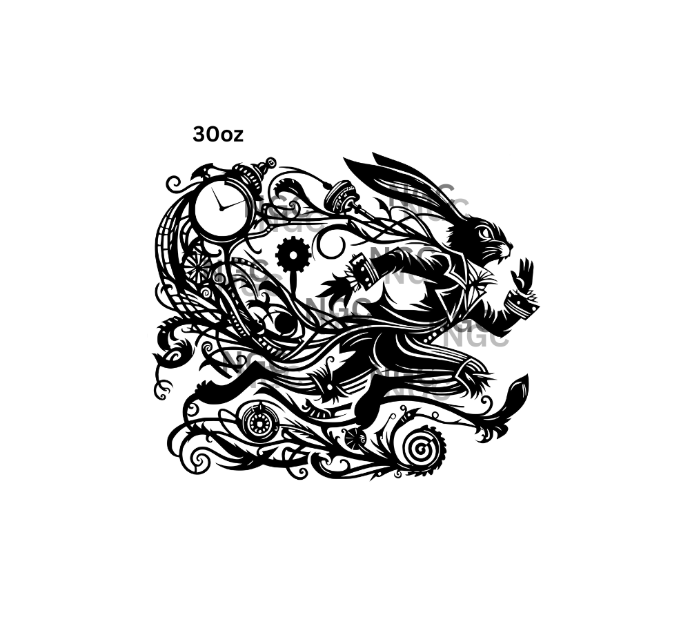 30oz alice in wonderland rabbit tooled