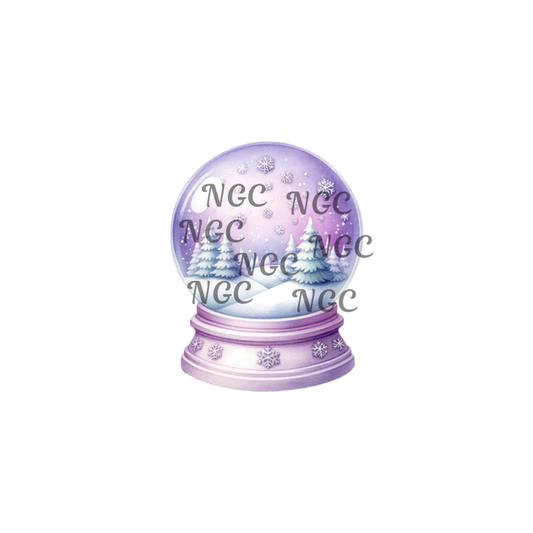 decal purple snowglobe with trees
