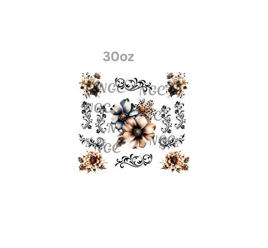 30oz leopard print flowers with elements