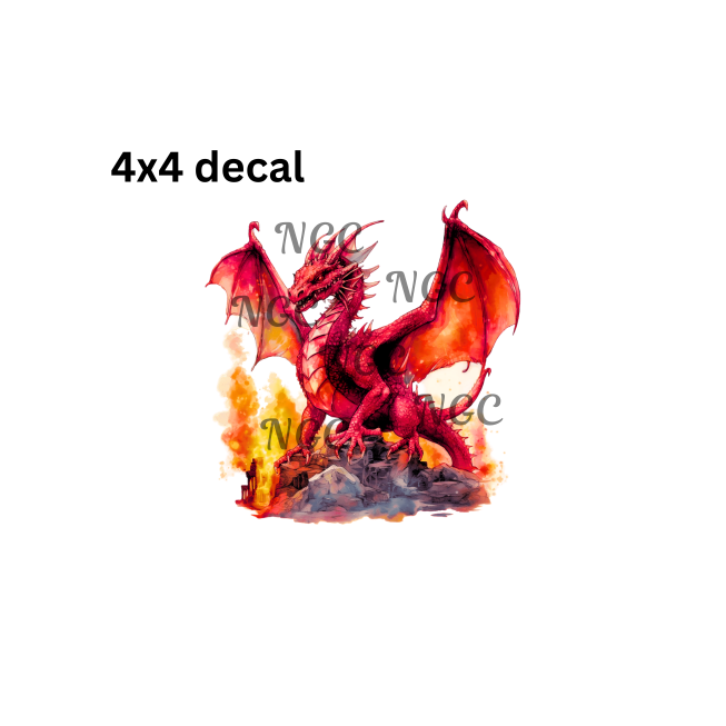 decal red chinese dragon
