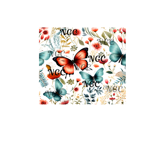 20oz wrap orange and teal butterflies