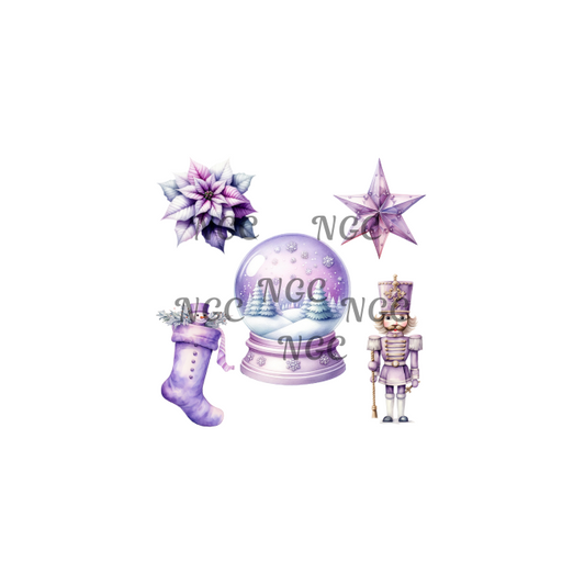 decal purple christmas elements 2.5in tall each