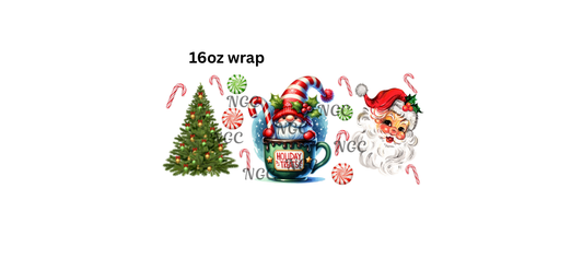 16oz gnome with santa & tree