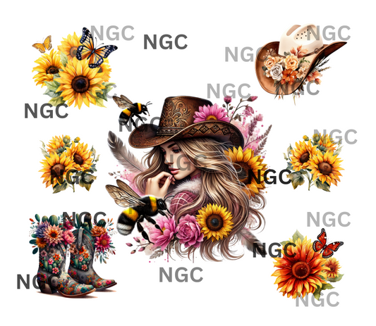 20oz wrap Sunflower Cowgirl