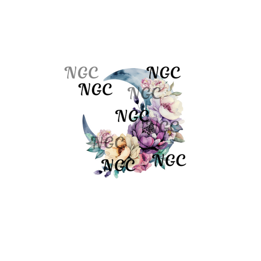 single decal moon with flowers