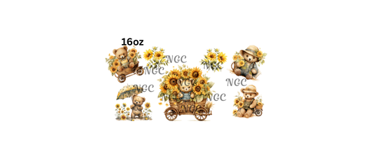 16oz teddy bear with sunflowers