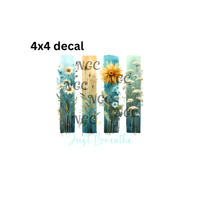 decal just breathe & flowers brushstrokes