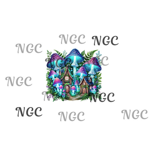 single decal purple mushrooms