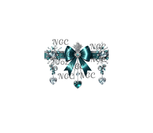 20oz emerald green bow with gemstone transparent background
