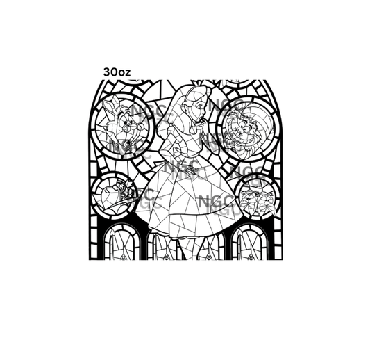 30oz alice stained glass tooled outline