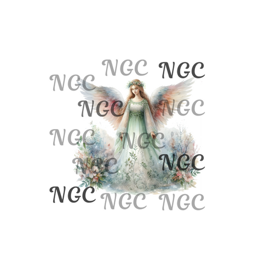 single decal angel with florals