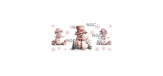 16oz pink snowmen group christmas