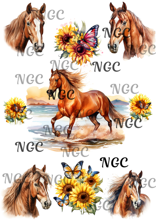 A5 Notebook horses sunflowers