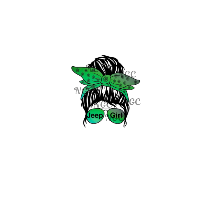 decal jeep girl messybun green