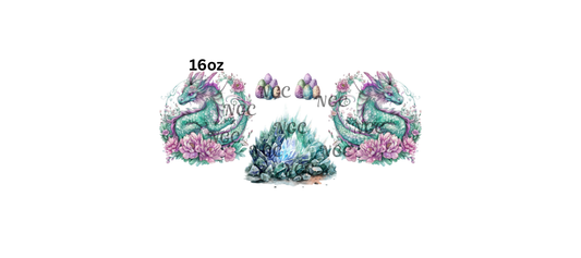 16oz teal dragons with elements