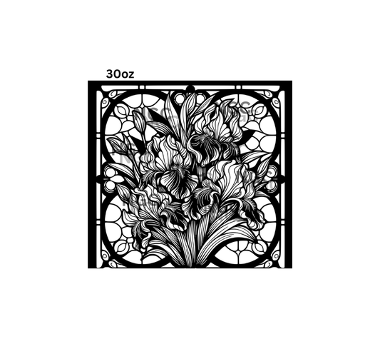 30oz irises stained glass tooled