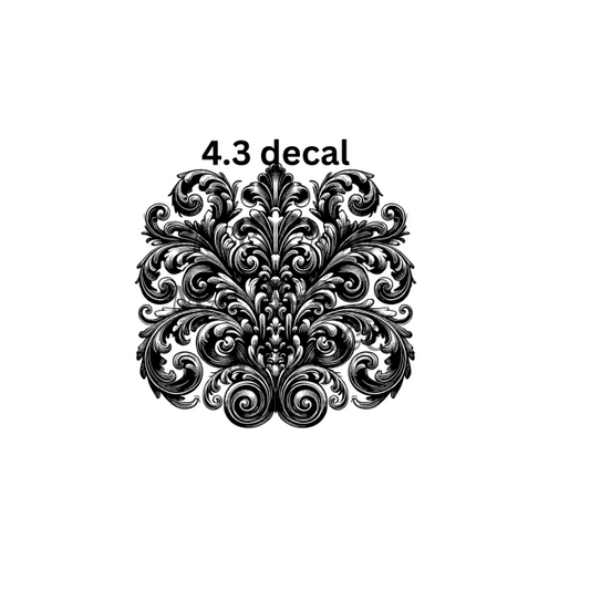 decal black line scroll filigree