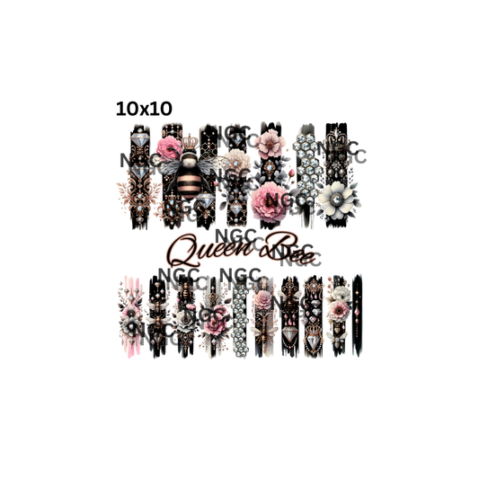 10x10 queen bee brush strokes