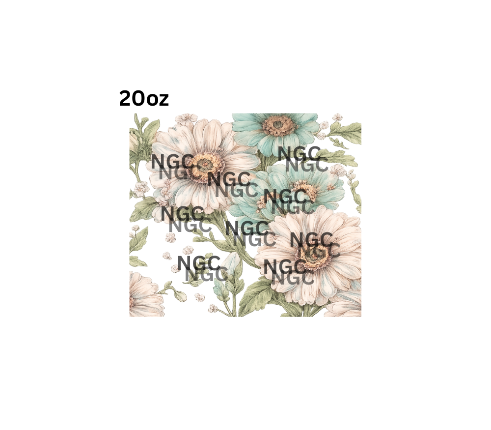 20oz cream and green flowers