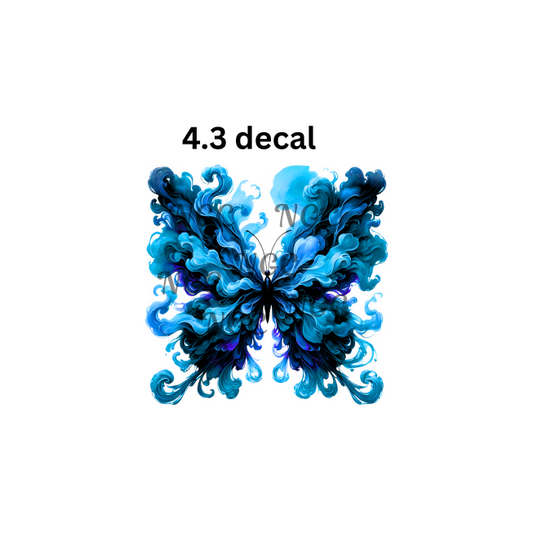 decal light blue and dark blue smokey butterfly