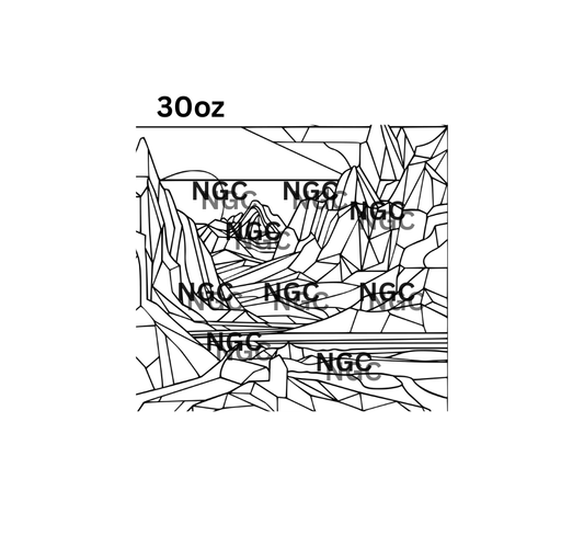 30oz mountain sunrise tooled leather