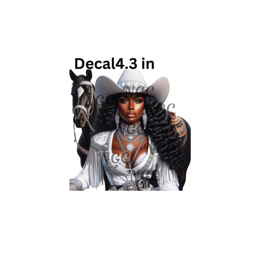 decal melanin cowgirl with horse