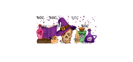 16 oz wrap skull with purple halloween witch hat