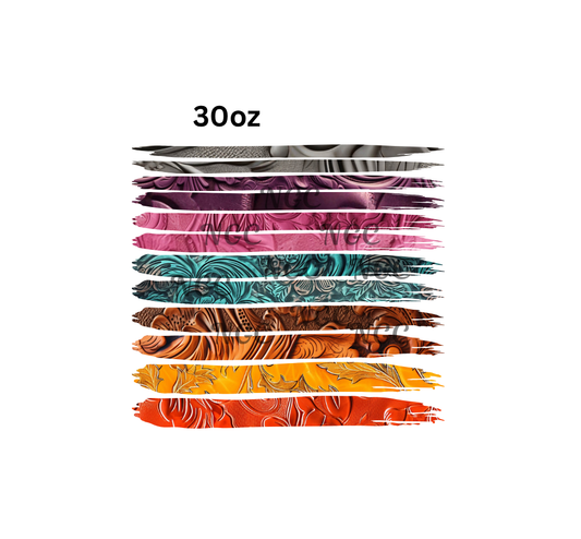 30oz tooled leather brush strokes band sheet