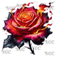 Single decal flame rose