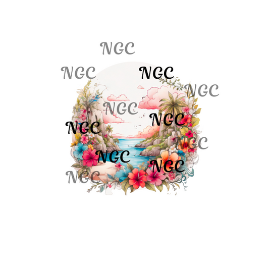single decal hawaiian flowers