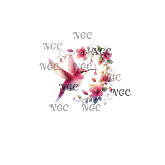 single decal hummingbird red & white