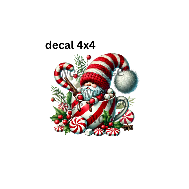 decal peppermint gnome christmas cocoa