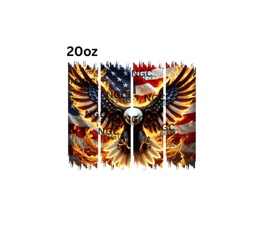 20oz american eagle flag flames