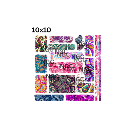 10x10 paisley leaves patchwork