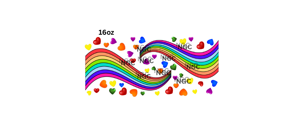 16oz rainbow with hearts